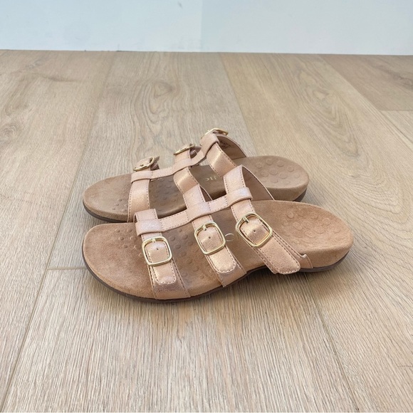 Vionic Misa Rosa Gold Leather Strappy Sandals - Picture 4 of 6